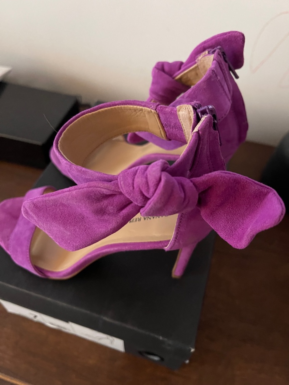 Banana Republic Purple Suede Ankle-Tie Stiletto Heels - Picture 3 of 4